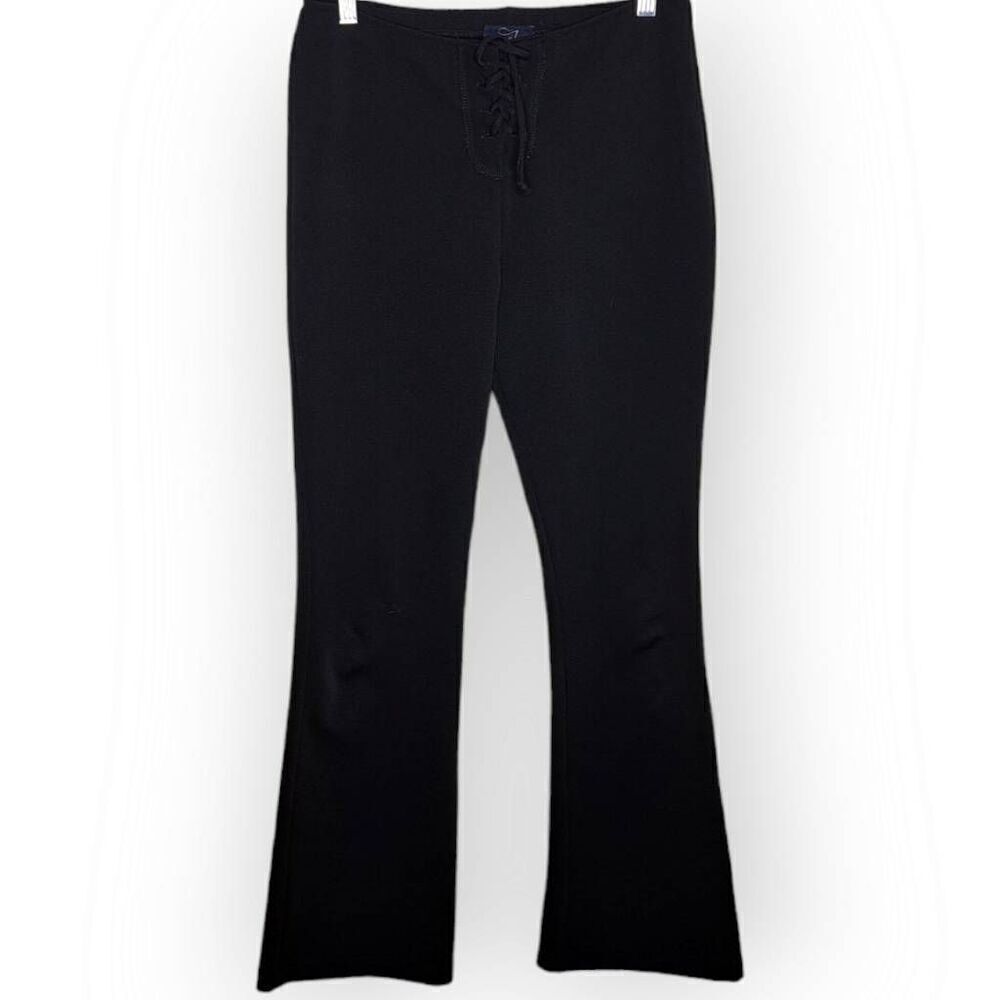 Rag Vintage 90s Women's Tie Waist Flare Pants in Black size Small